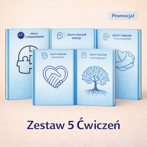 ZESTAW 5 ćwiczeń (ogólne, przekonania, emocje, poczucie wartości, asertywność), ebooki